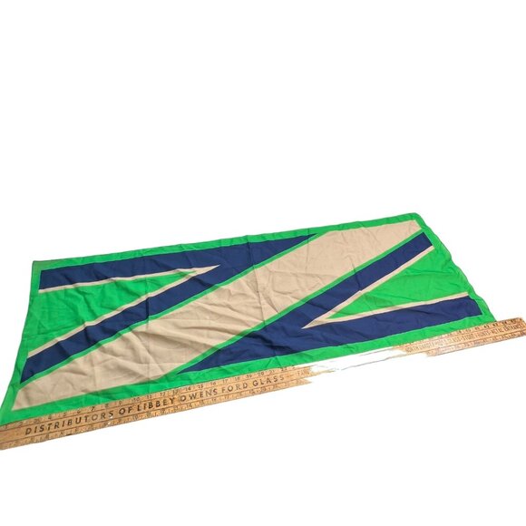 Vintage Geo Stripe Square Scarf Lightweight Bandana Blue and Green Retro Stripe - Picture 2 of 3